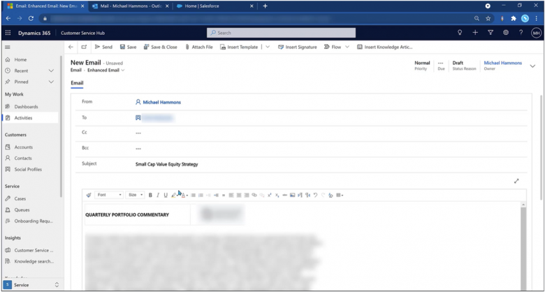 Dynamics 365 Service Email with Knowledge Base Article Image